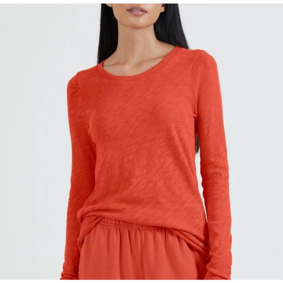 Loft Vintage Soft 100% Cotton Long Sleeve Scoop Neck Pink Dusty Rose Top Small - Picture 1 of 5
